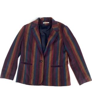Coatree VTG Blazer Red Purple Herringbone Stripe Wool Jacket Size 11-12